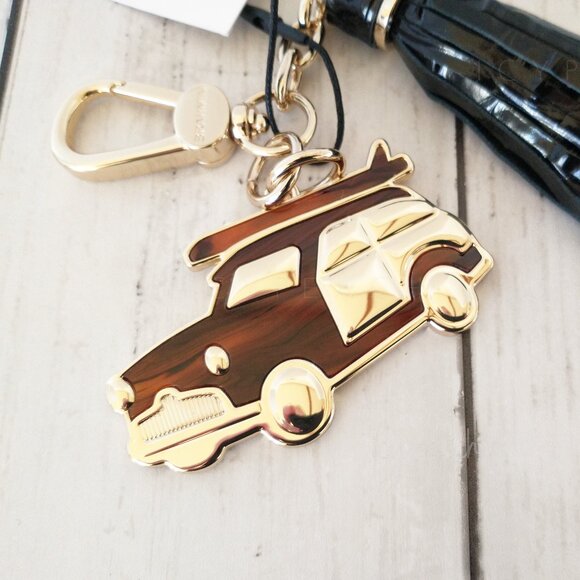 Brahmin Copa Car Tassel New Black Melbourne Key FOB Leather Resin Croc-Embossed - Picture 9 of 10